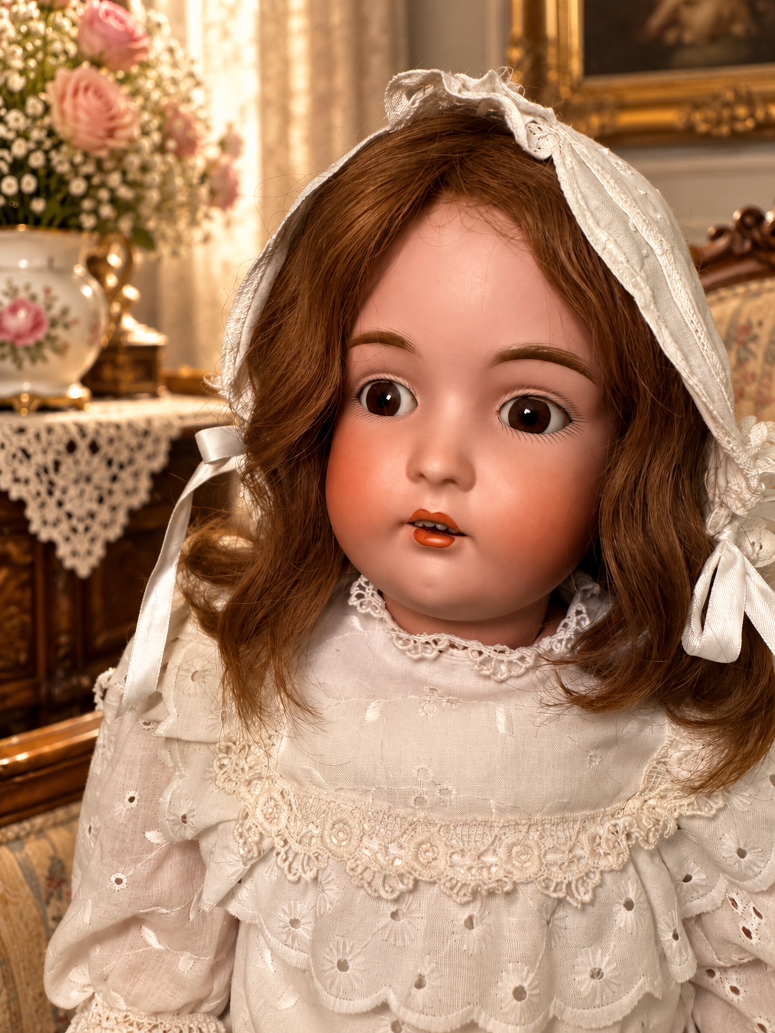 Antique Kestner 171 German Bisque Doll 29” Brown Sleep Eyes c.1880s — antique bisque doll for sale