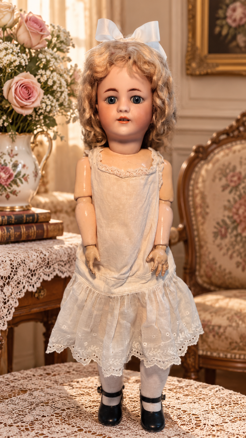 Antique Simon & Halbig 550 German Bisque Doll 22” Blue Glass Eyes — German antique doll collectible