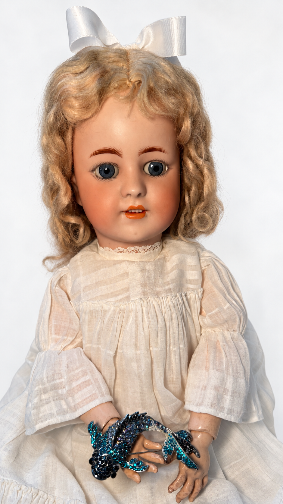 Antique Simon & Halbig 550 German Bisque Doll 22” Blue Glass Eyes — antique doll for collectors