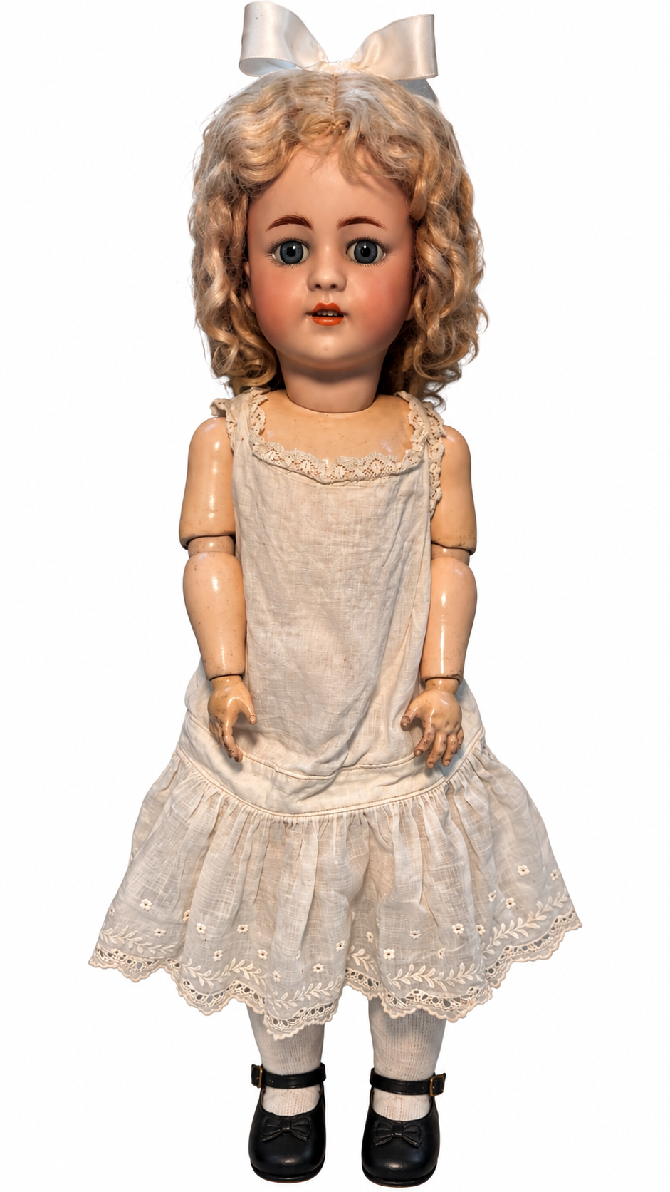 Antique Simon & Halbig 550 German Bisque Doll 22” Blue Glass Eyes — vintage bisque doll