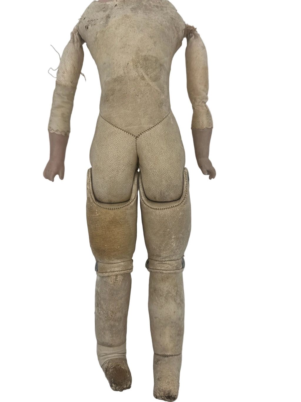 Antique German Kestner Bisque Doll with Original Leather Body, 17 Inches, Late 19th Century