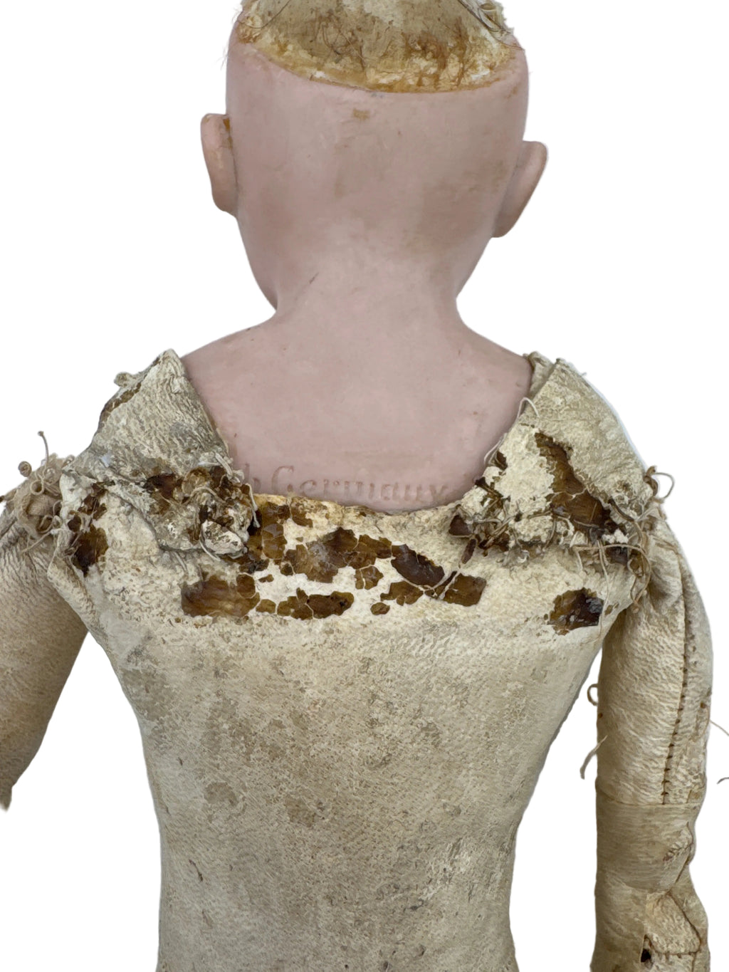 Antique German Kestner Bisque Doll with Original Leather Body, 17 Inches, Late 19th Century