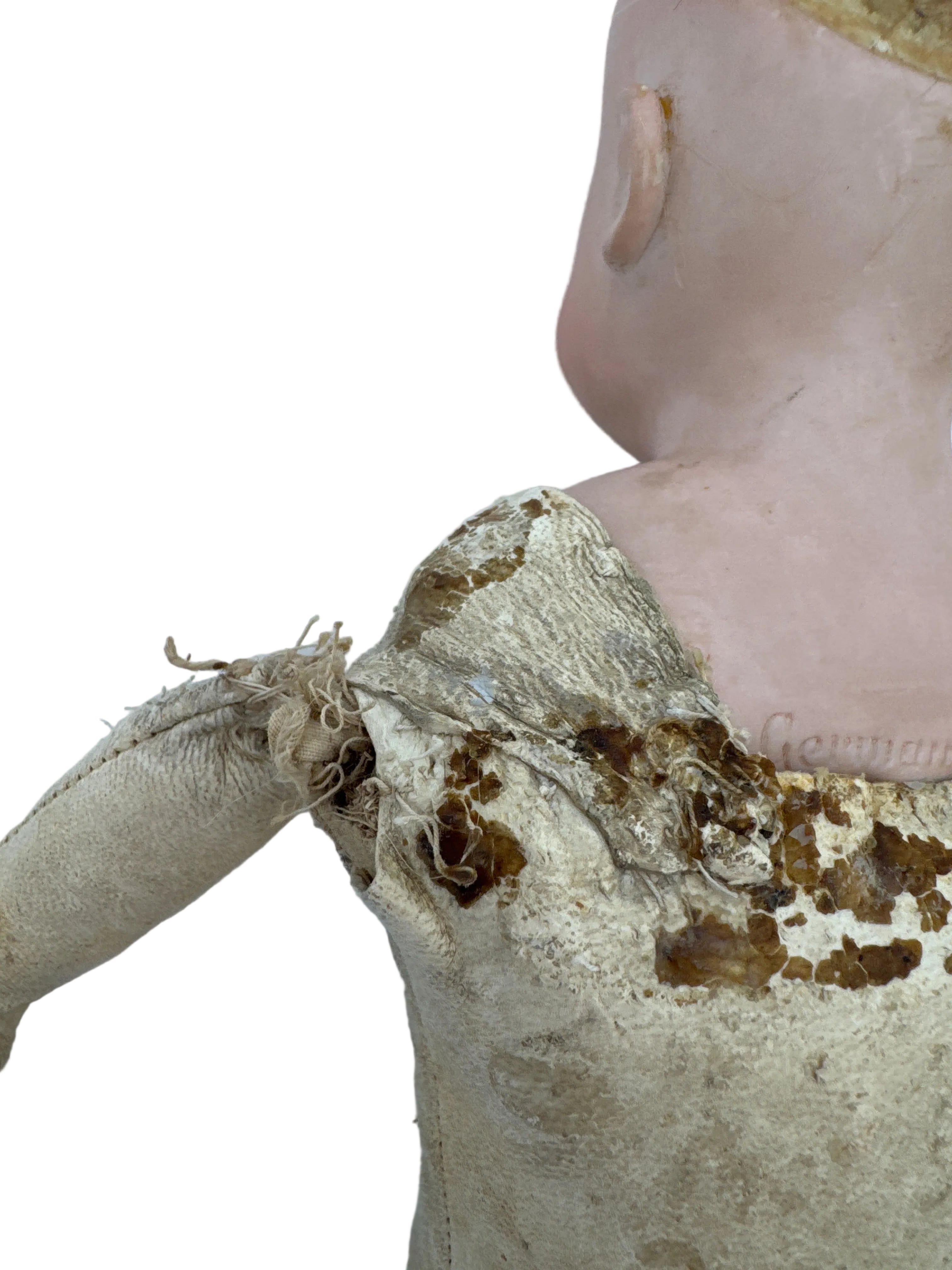 Antique German Kestner Bisque Doll with Original Leather Body, 17 Inches, Late 19th Century