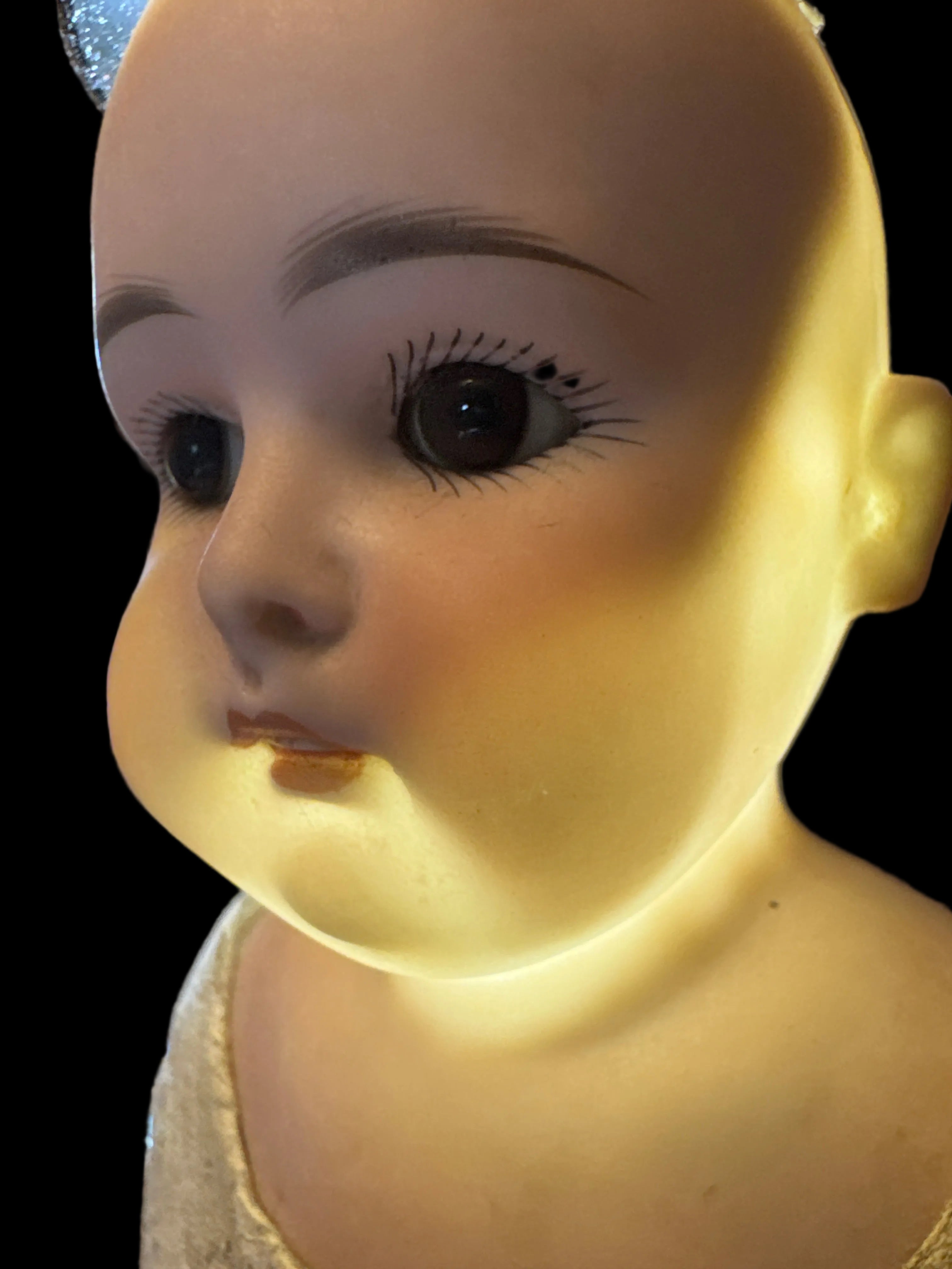 Antique German Kestner Bisque Doll with Original Leather Body, 17 Inches, Late 19th Century