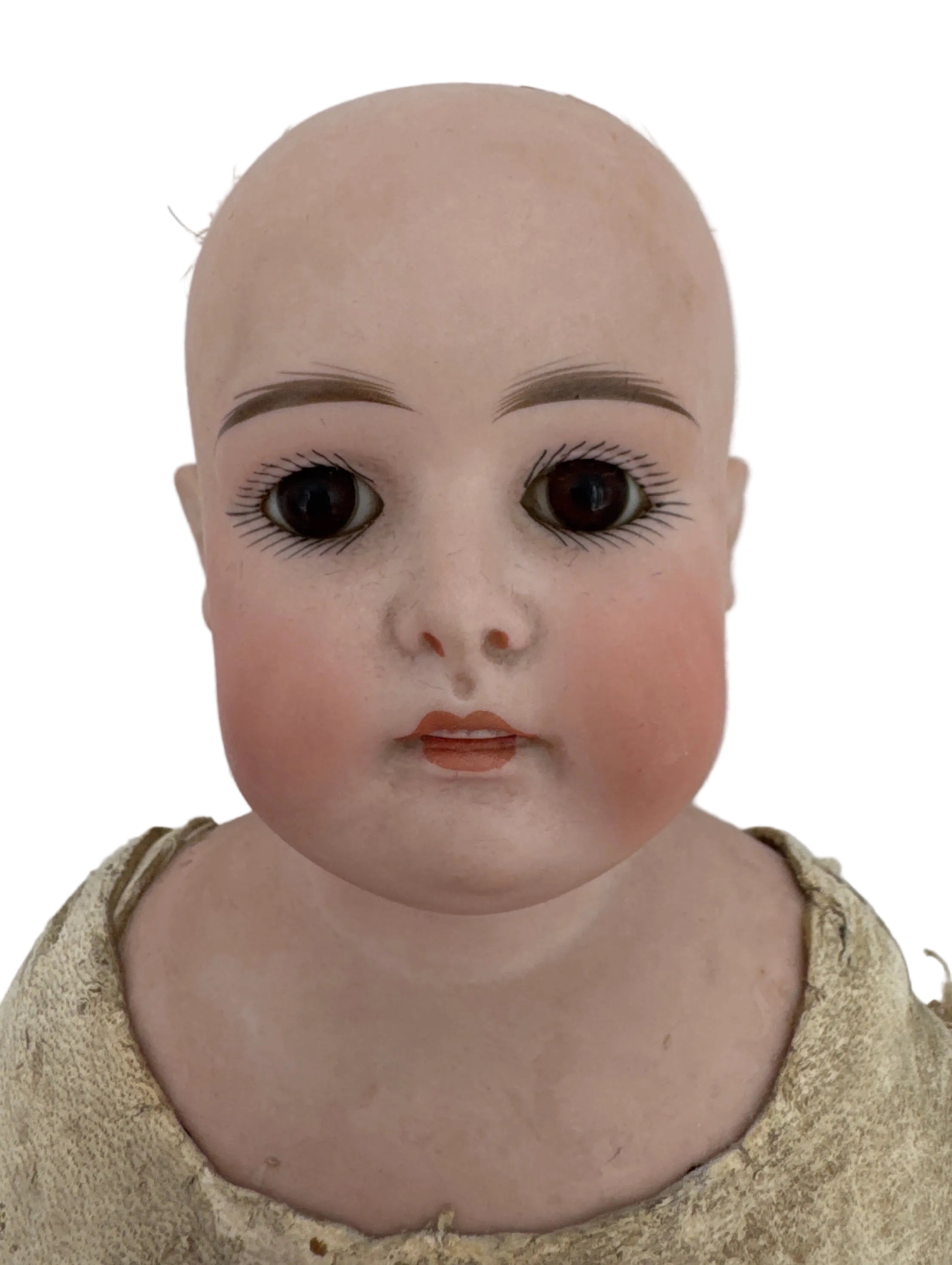 Antique German Kestner Bisque Doll with Original Leather Body, 17 Inches, Late 19th Century