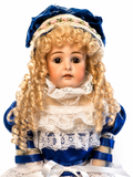 Antique German Kestner Bisque Doll with Original Leather Body, 17 Inches, Late 19th Century