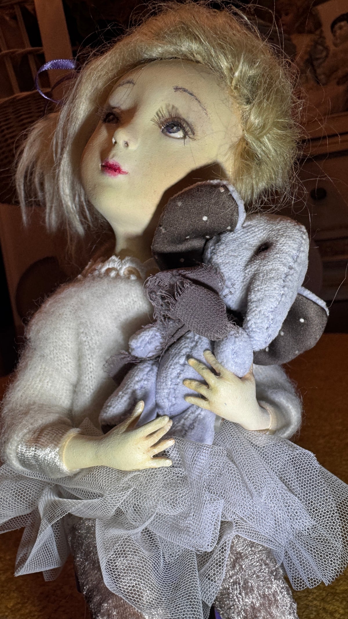 OOAK Handmade Artist Doll with Teddy Elephant Collectible Art Doll Ginny — vintage collectible item