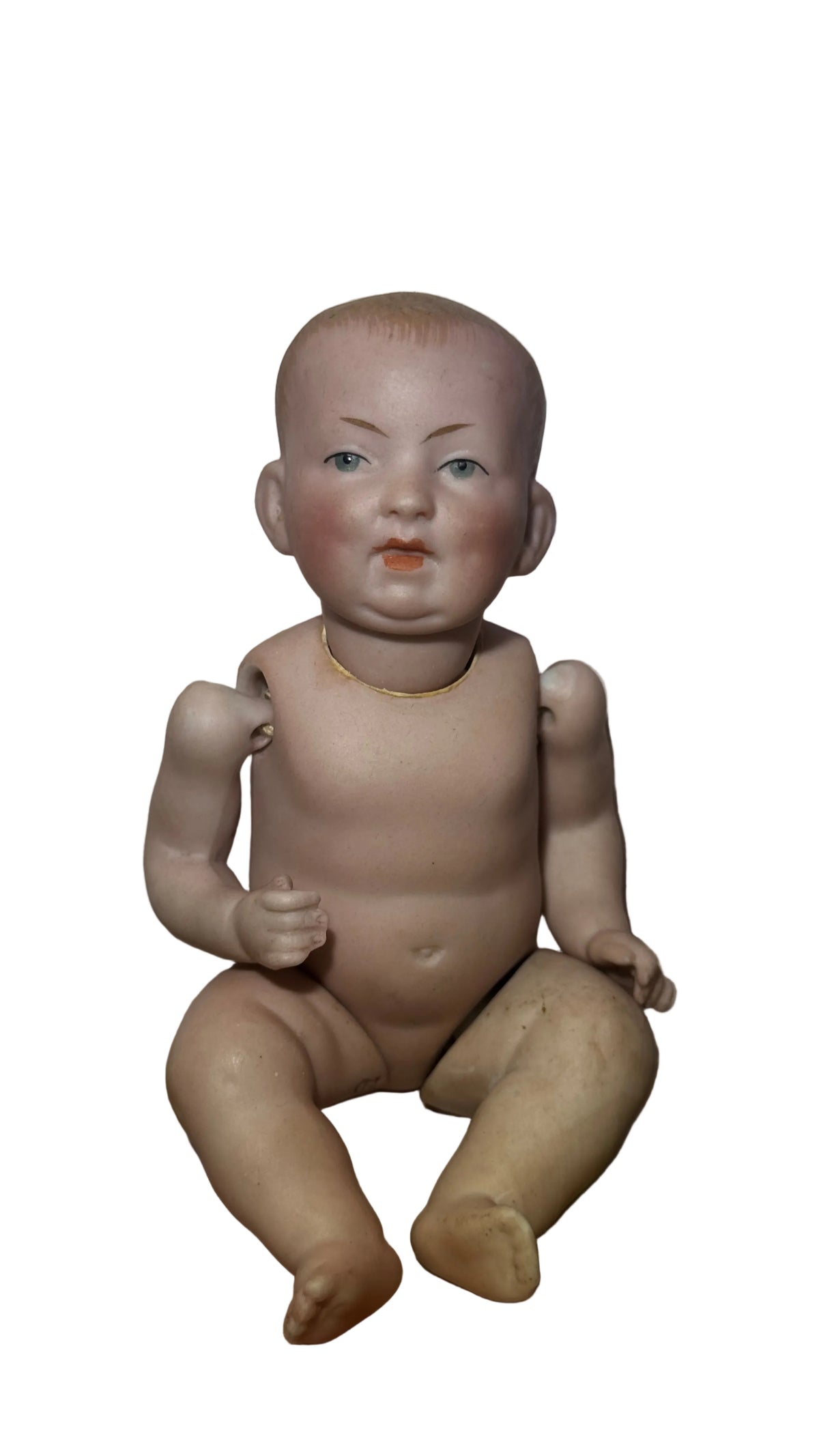 Rare Antique German All-Bisque Character Baby Doll, Mold 816-4 — bisque head antique doll