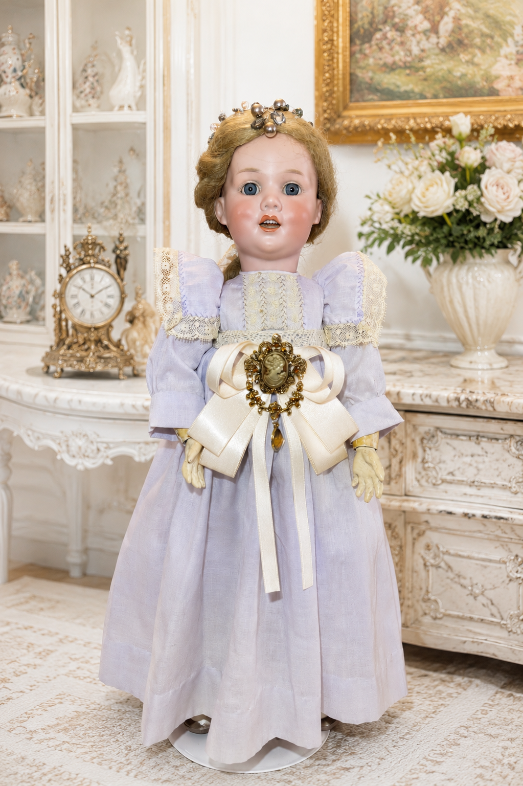 Rare Antique German Doll Armand Marseille 410 A Mechanical Jaw Early 1900s Bisque Head Collectible Doll for Sale — antique collectible doll