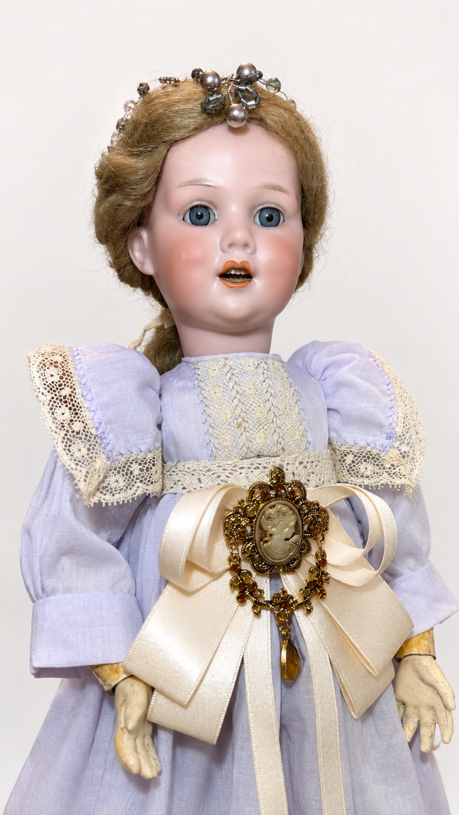 Rare Antique German Doll Armand Marseille 410 A Mechanical Jaw Early 1900s Bisque Head Collectible Doll for Sale — antique bisque doll for sale
