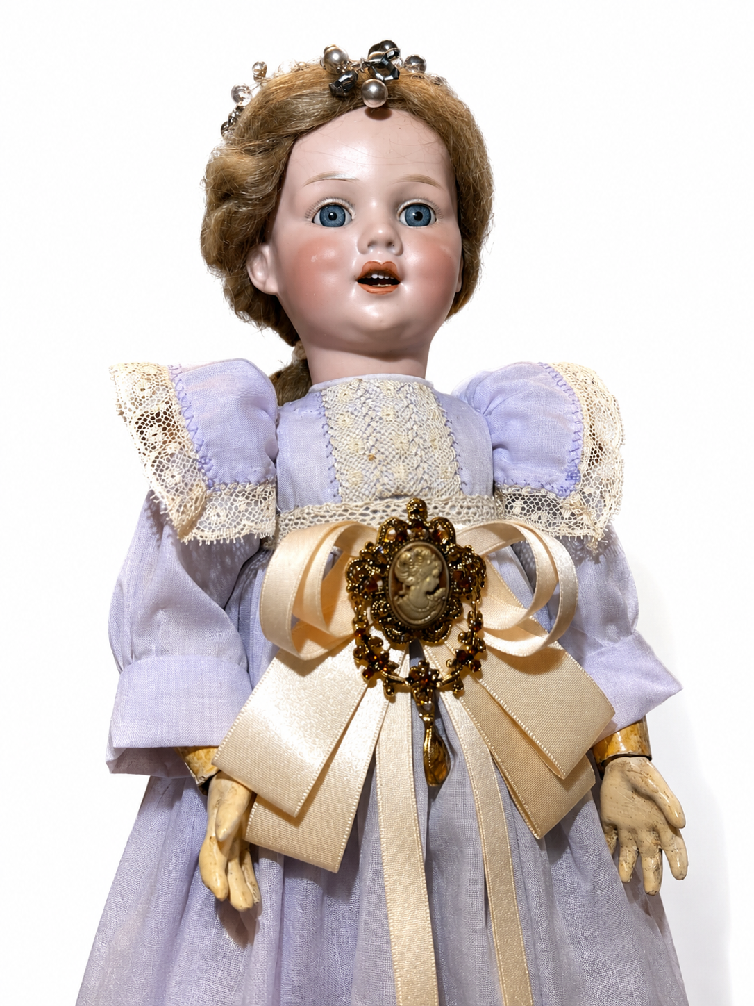 Rare Antique German Doll Armand Marseille 410 A Mechanical Jaw Early 1900s Bisque Head Collectible Doll for Sale — German antique doll collectible