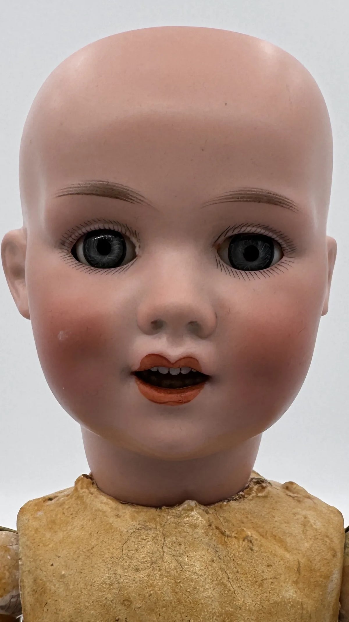 Rare Antique German Doll Armand Marseille 410 A Mechanical Jaw Early 1900s Bisque Head Collectible Doll for Sale — antique doll with glass eyes