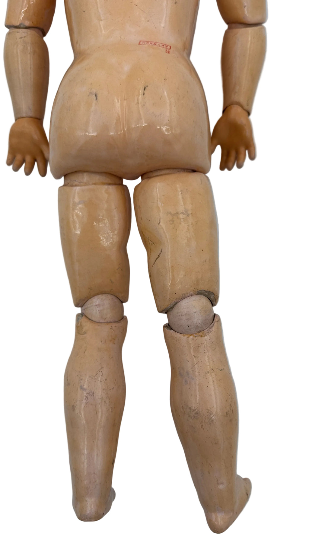 Rare Antique German J.D. Kestner 164 Bisque Doll, 21″ — Brown Sleep Eyes, Human Hair Wig & Marked Body