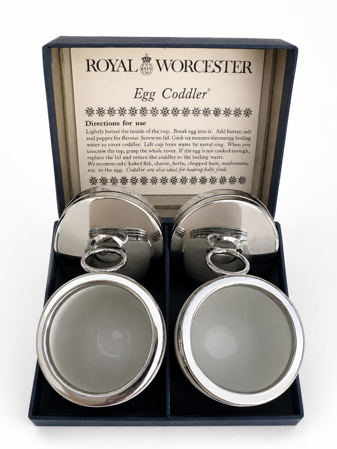 Vintage Royal Worcester Egg Coddlers Set of 2 in Original Box – English Porcelain, Made in England