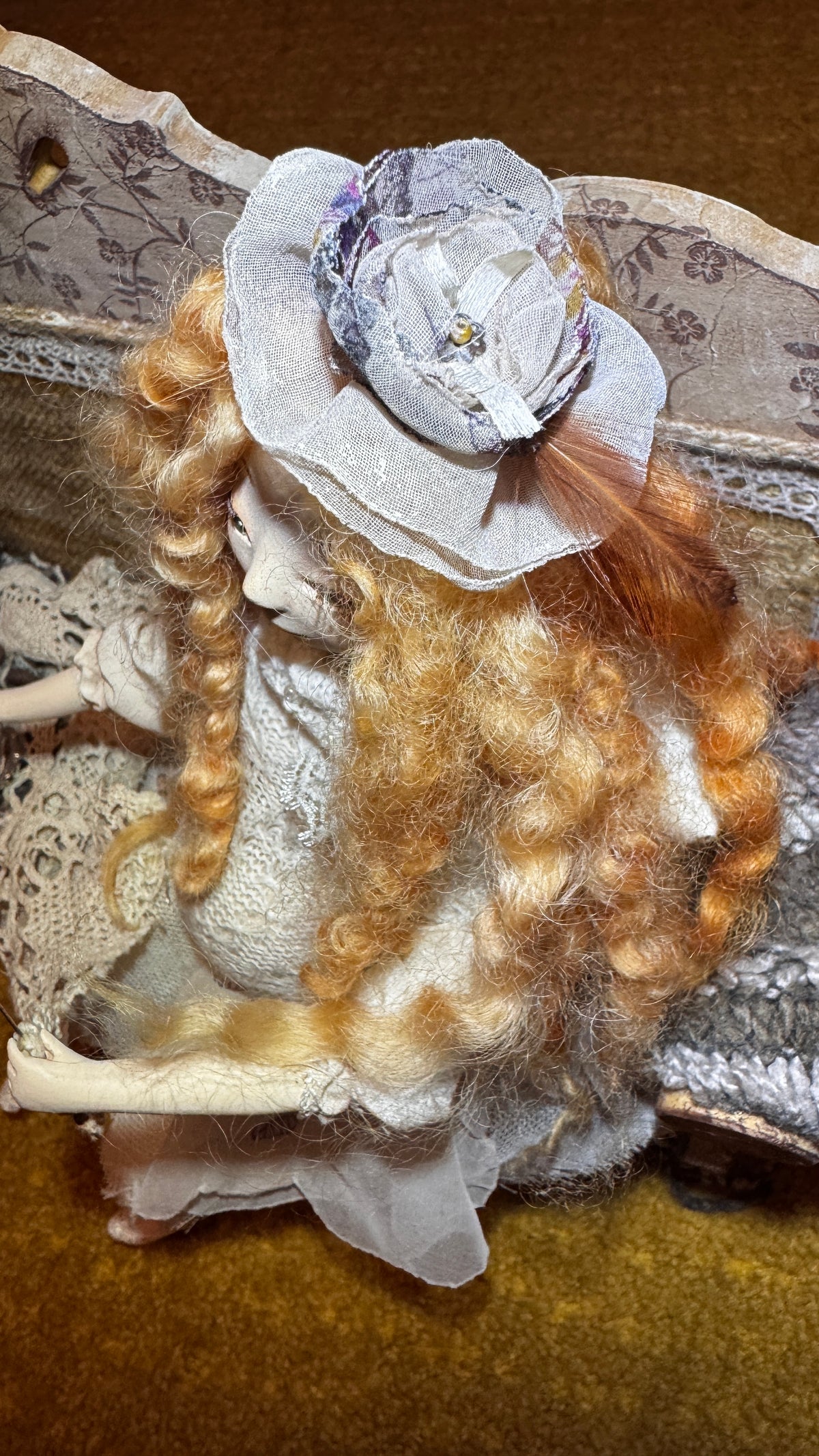 Vintage Style Art Composition “Angel and Iriska” | Handmade Papier-Mâché Interior Sculpture | Collectible Art Doll Scene — vintage collectible item